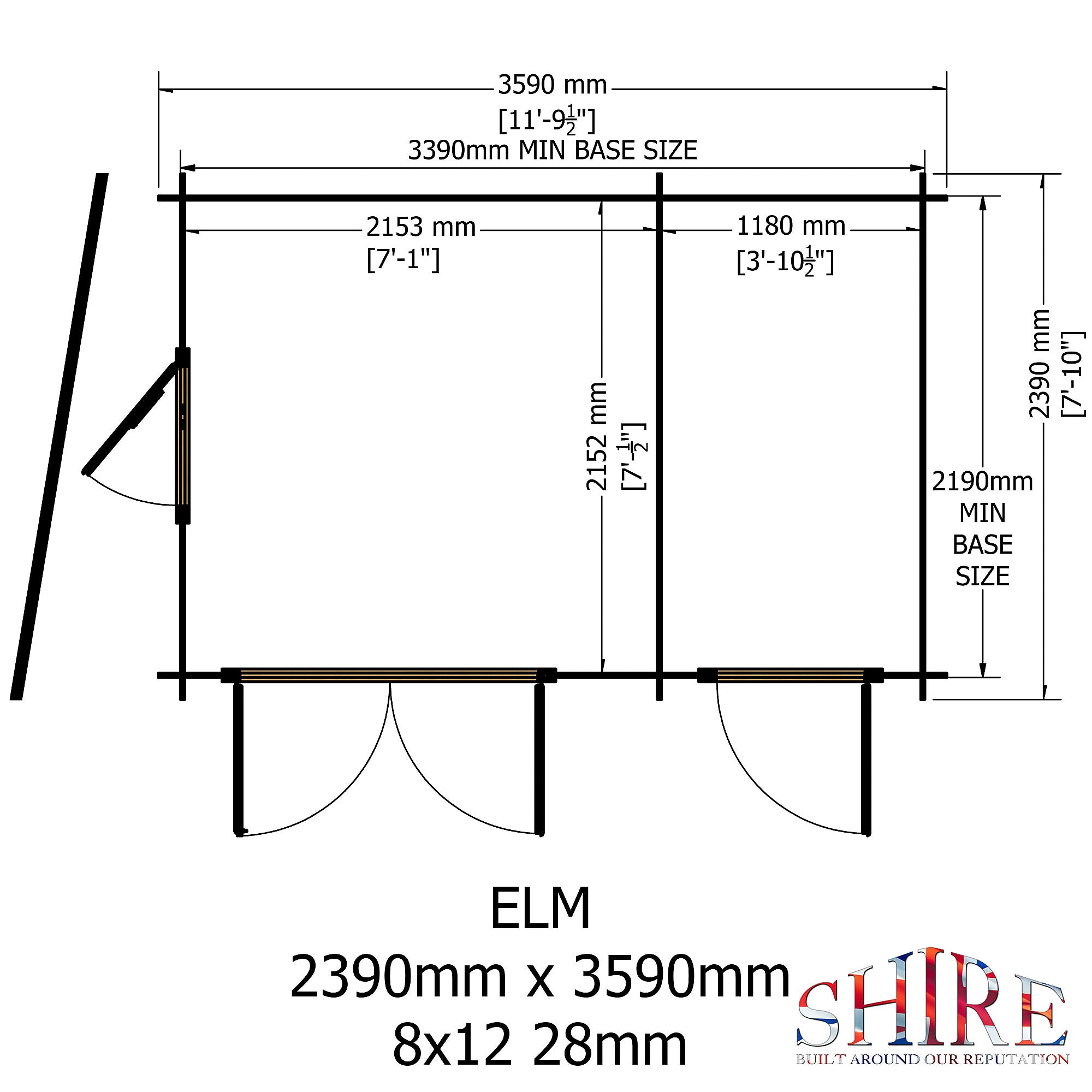 Shire Elm 8x12 Log Cabin