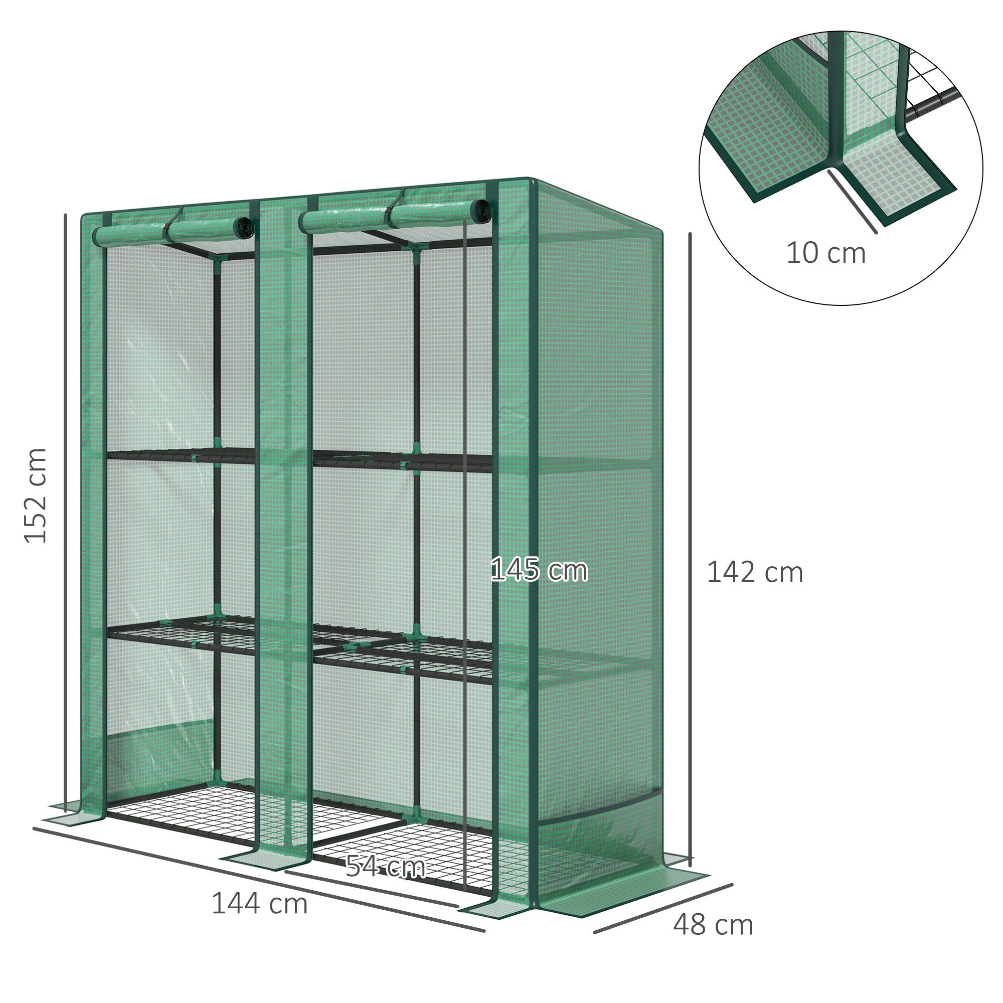 Outsunny Three-Tier Mini Greenhouse 2026 - Green - anydaydirect