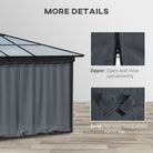 Outsunny Replacement Gazebo Curtains 4-Panel Sidewalls with Zipper for 3 x 3 (M) Yard Gazebos Canopy Tent, Dark Grey - anydaydirect