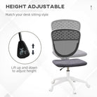 Vinsetto Armless Desk Chair, Mesh Office Chair, Height Adjustable with Swivel Wheels, Grey - anydaydirect