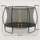 SPORTNOW 10ft Outdoor Trampoline with Enclosure Net, Spring Cover, Black - anydaydirect