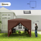 Outsunny 3 x 3 m Pop Up Gazebo, Wedding Party Canopy Tent Marquee with Carry Bag and Windows, Coffee - anydaydirect