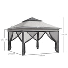 Outsunny 3 x 3(m) Pop Up Gazebo, Height Adjustable Instant Event Shelter with Netting and Carrying Bag, Grey - anydaydirect