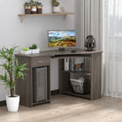 HOMCOM L-Shaped Corner Computer Desk w/ 2 Shelves Wide Worktop Keyboard Tray Drawer & CPU Stand Home Office Study Bedroom Furniture Grey - anydaydirect
