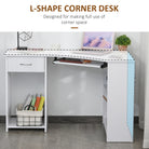 HOMCOM L-Shaped Corner Computer Desk w/ 2 Shelves Wide Worktop Keyboard Tray Drawer & CPU Stand Home Office Study Bedroom Furniture White - anydaydirect