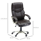 HOMCOM Home Office Chair High Back Computer Desk Chair with Faux Leather Adjustable Height Rocking Function Brown - anydaydirect