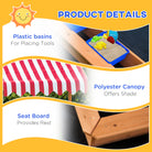 Outsunny Sand Pit Kids Wooden Sandbox with Cover Children Sandpit Play Station Height Adjustable with Canopy, Bottom Liner, Plastic Basins for Outdoor Aged 3-7 Years - anydaydirect