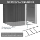 Outsunny 5ft x 4ft Garden Metal Storage Shed, Tool Storage Shed with Sliding Door, Sloped Roof and Floor Foundation for Garden, Backyard, Patio, Grey - anydaydirect