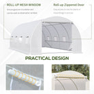 Outsunny 6 x 3 x 2 m Polytunnel Greenhouse, Walk in Polytunnel Tent with Metal Frame, Zippered Door and 8 Windows for Garden and Backyard, White - anydaydirect
