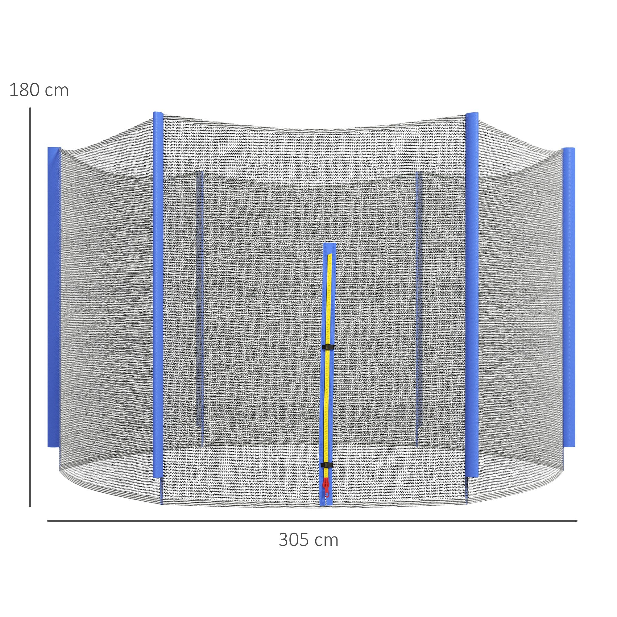 SPORTNOW 10ft Trampoline Net Replacement with 6 Plastic Pole Covers, Weather-Resistant Trampoline Netting Replacement with Zipped Entrance, Poles Not Included, Blue - anydaydirect