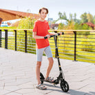 HOMCOM Kids Scooter, Toddler Foldable Kick Scooter with Adjustable Height Brake for Boys and Girls 7-14 Years, Black - anydaydirect