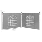 Outsunny Gazebo Side Panels, 2 Pack Sides Replacement, for 3x3(m) or 3x6m Pop Up Gazebo, with Windows and Doors, Light Grey - anydaydirect