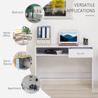 HOMCOM Compact Computer Desk, Study Table with Drawer and Storage Compartment, Writing Workstation, White - anydaydirect