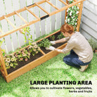 Outsunny Raised Planter with Trellis, Wooden Raised Bed for Garden with Hanging Roof and Drainage Holes, Outdoor Planter Box - anydaydirect