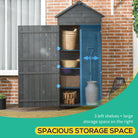 OutsunnyGarden Storage 4-Tier Wooden Garden Outdoor Shed 3 Shelves Utility Gardener Cabinet Lockable 2 Doors - Grey - anydaydirect