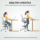 Vinsetto Drafting Chair with Flip-up Armrest, Mesh Office Stool with Foot Ring, 360° Swivel Height Adjustable Chair for Standing Desk, Light Grey - anydaydirect