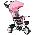 HOMCOM Metal Frame 4 in 1 Baby Push Tricycle with Parent Handle for 1-5 Years Old, Pink - anydaydirect