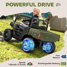 AIYAPLAY Kids Ride on Car, 12V Electric Kids UTV with Electric Dump Bed, 4-Wheel Suspension for 3-8 Years, Green - anydaydirect