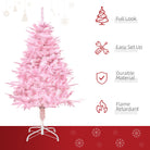 HOMCOM 4FT Pop-up Artificial Christmas Tree Holiday Xmas Holiday Tree Decoration with Automatic Open for Home Party, Pink - anydaydirect