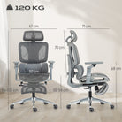 HOMCOM Ergonomic Office Chair Special, High Back Mesh Desk Chair, Grey - anydaydirect