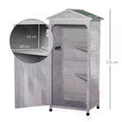Outsunny Wooden Garden Cabinet 3-Tier Storage Shed 2 Shelves Lockable Organizer with Hooks Foot Pad 74 x 55 x 155cm Light Grey - anydaydirect