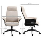 Vinsetto Office Chair, Linen Fabric Desk Chair, Comfortable Computer Chair with Adjustable Height, Padded Armrests and Swivel Wheels, Beige - anydaydirect