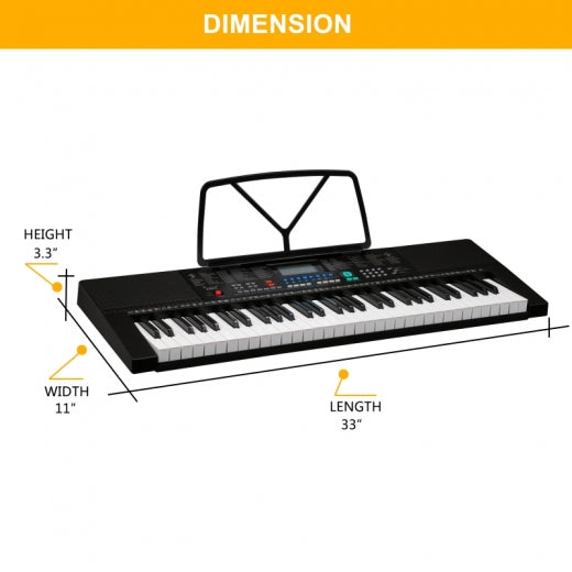 Glarry 61-Key Portable Keyboard w/LCD Screen, Microphone - anydaydirect