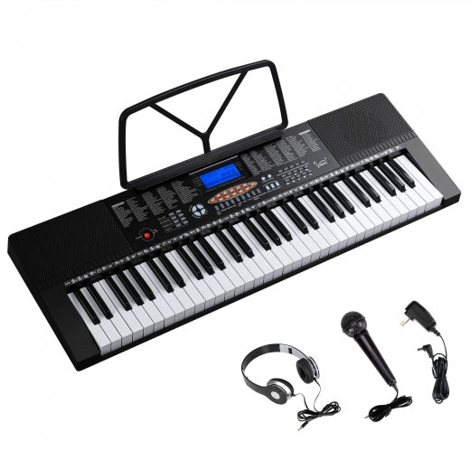 Glarry 61-Key Portable Keyboard w/LCD Screen, Microphone - anydaydirect