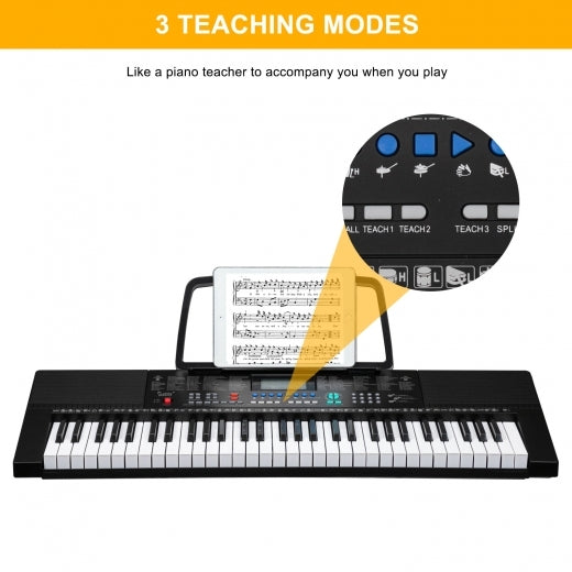 Glarry 61-Key Portable Keyboard w/LCD Screen, Microphone - anydaydirect