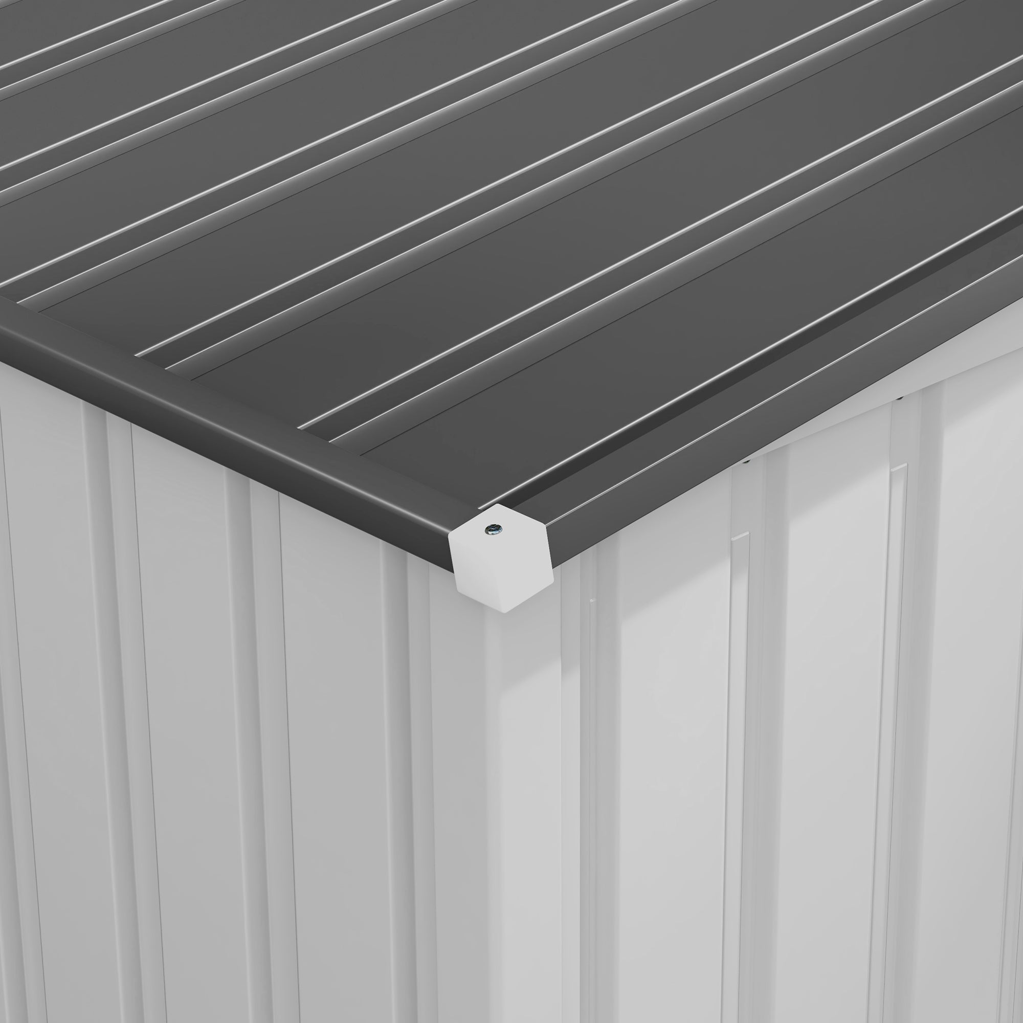 Outsunny 5 x 7FT Galvanised Metal Shed with Foundation, Lean to Tool Garden Shed with Sliding Doors and 2 Vents, White - anydaydirect