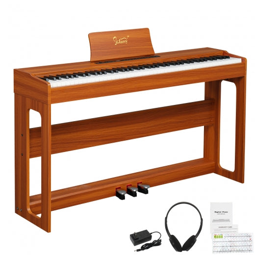 Glarry GDP-104 88 Keys Full Weighted Keyboards Digital Piano with Furniture Stand, Power Adapter, Triple Pedals, Headphone, for All Experience Levels Walnut - anydaydirect