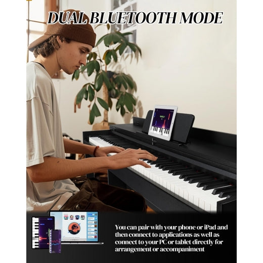 Glarry GDP-205S01 88-Key Fully Weighted Upright Digital Piano with Flip Cover Black - anydaydirect