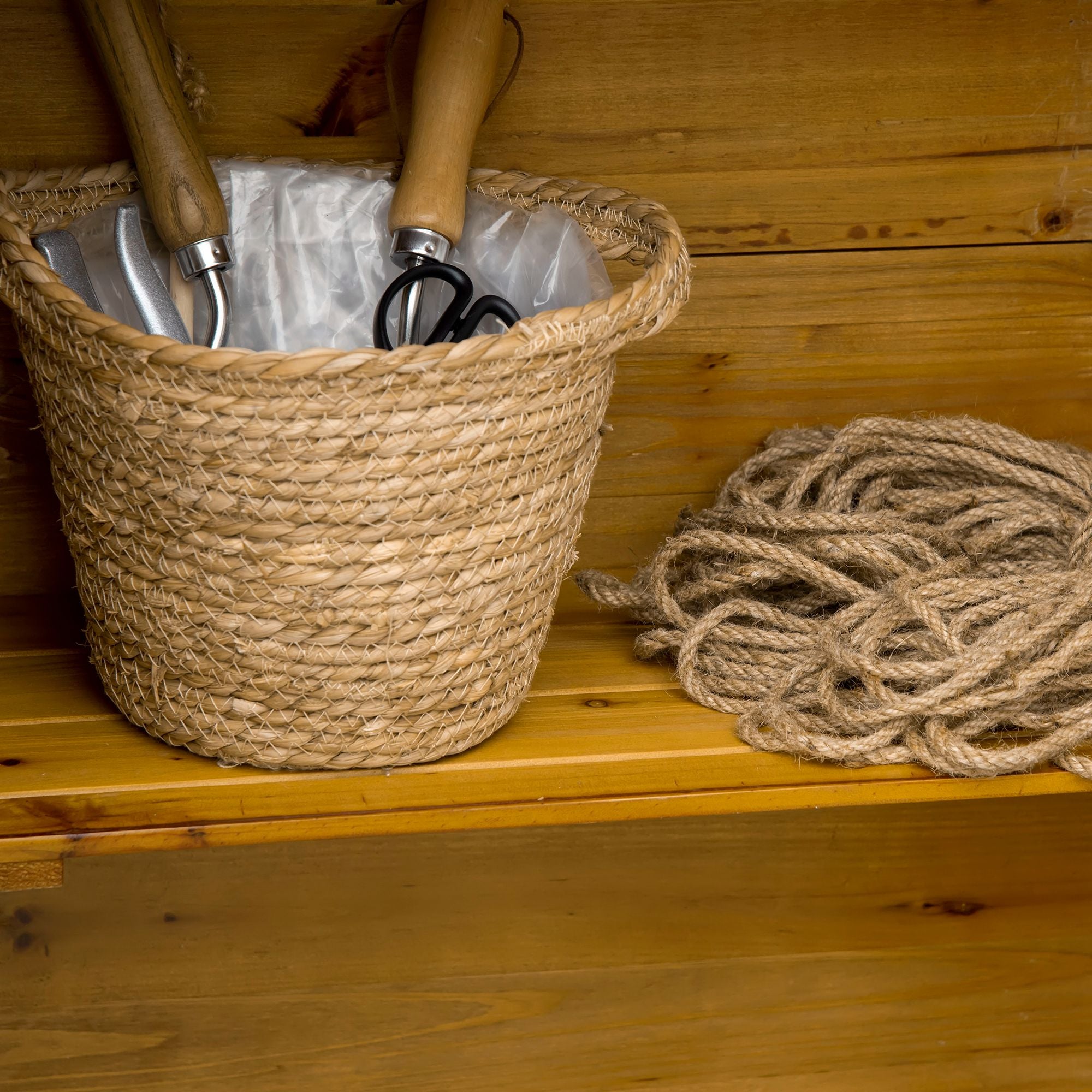 Outsunny Wooden Garden Storage Shed Utility Gardener Cabinet w/ 3 Shelves and 2 Door, 191.5cm x 79cm x 49cm, Natural Wood Effect - anydaydirect