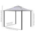 Outsunny 3 x 3 m Metal Gazebo, Garden Pavillion, Double Roof Outdoor Canopy Shelter with Mesh Sidewalls, Grey - anydaydirect