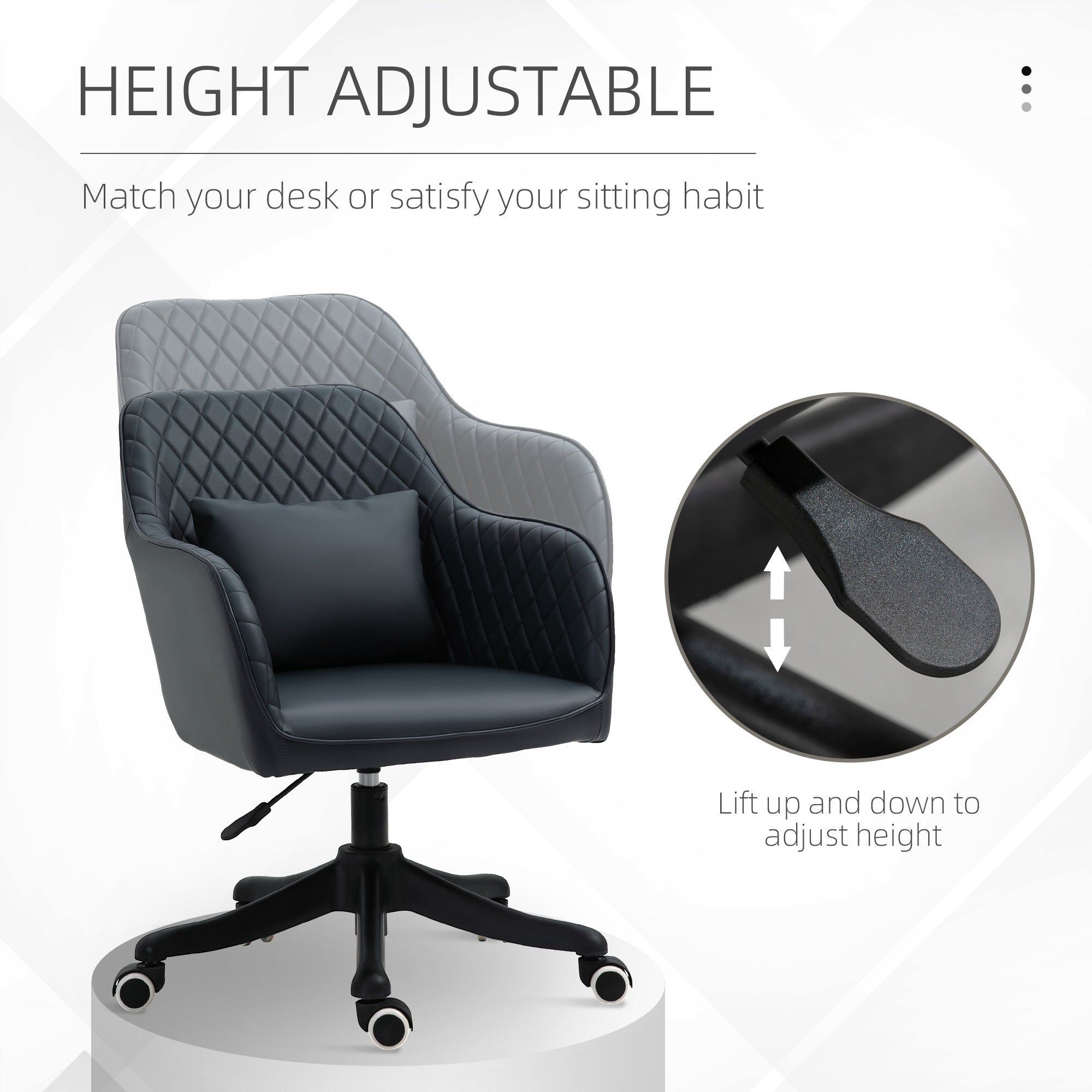 Vinsetto Velvet Office Chair, Desk Chair, Makeup Vanity Chair with Massage Lumbar Pillow and Rolling Wheels for Bedroom and Home, Deep Blue - anydaydirect