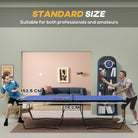 SPORTNOW 9FT Folding Tennis Table, with 8 Wheels, for Indoor Use, Blue - anydaydirect