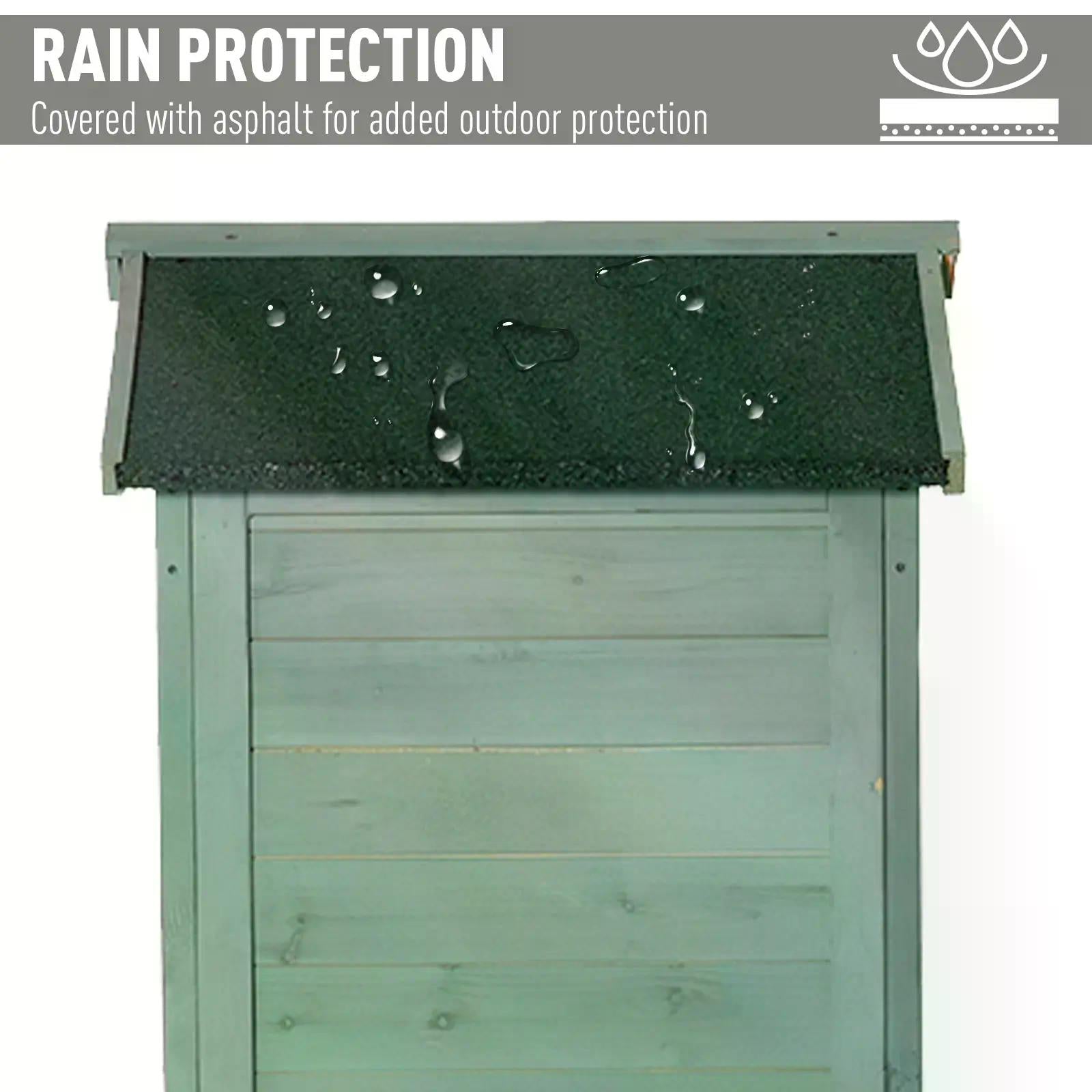 Outsunny Wooden Garden Cabinet 3-Tier Storage Shed 2 Shelves Lockable Organizer with Hooks Foot Pad 74 x 55 x 155cm Green - anydaydirect