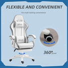 Vinsetto Computer Gaming Chair, PU Leather Desk Chair with Footrest, Swivel Task Chair with 135° Reclining Back and Lumbar Support, PC Chair for Adults, White and Grey - anydaydirect