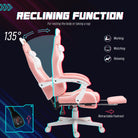 HOMCOM Cat Ear and Paw Reclining Office Chair, with Footrest - Pink/White - anydaydirect