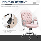 Vinsetto Office Chair, Swivel Desk Chair, Velvet Vanity Chair with Adjustable Height and Rolling Wheels for Home Work Study, Pink - anydaydirect
