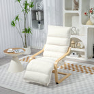 HOMCOM Curved Wooden Accent Chair, with Adjustable Footrest - Cream White - anydaydirect