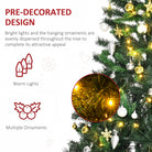 HOMCOM 1.8m 6ft Pre Lit Christmas Tree 200 LED Xmas Tree Holiday Décor with Decorative Balls Ornament Metal Stand - anydaydirect