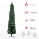 HOMCOM 7.5FT Artificial Christmas Tree Snow Dipped Xmas Pencil Tree Holiday Home Indoor Decoration with Foldable Black Stand, Green - anydaydirect