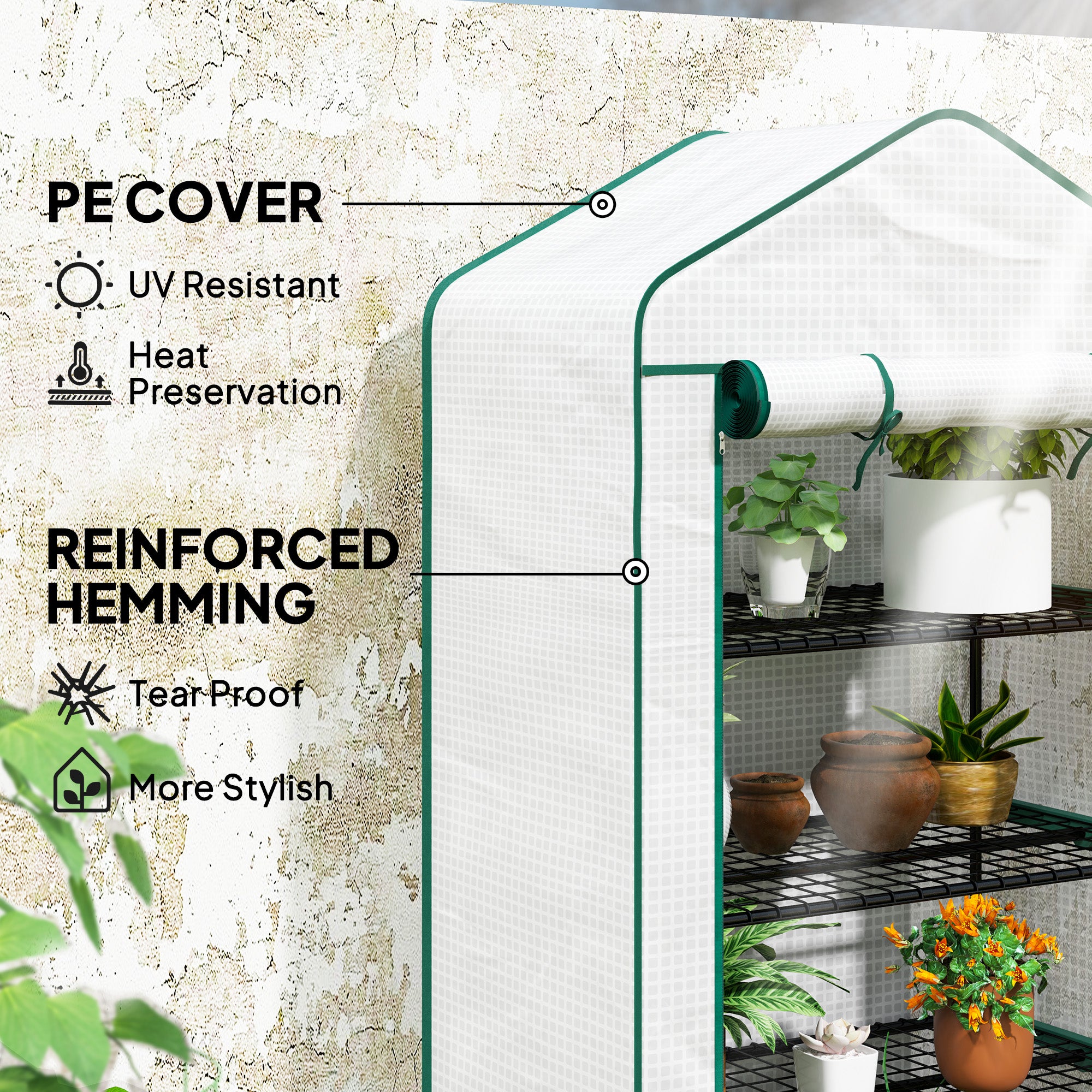 Outsunny Four-Tier Mini Greenhouse 2026, with Reinforced Plastic Cover - anydaydirect