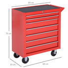DURHAND 7-Drawer Rolling Tool Chest on Wheels, Lockable Tool Cabinet with Side Handle, Metal Tool Box Trolley for Garage, Workshop, Red - anydaydirect