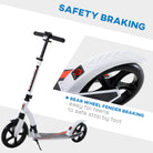 HOMCOM Foldable Kick Scooter with Double Shock Absorption and Big Wheels, Height Adjustable Aluminium Frame Big Wheel Scooter for 14+ Teens Adult - White - anydaydirect