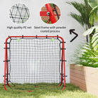 HOMCOM Double Sided Football Rebounder Net, Football Rebound Goal with Five Adjustable Angles, Red - anydaydirect
