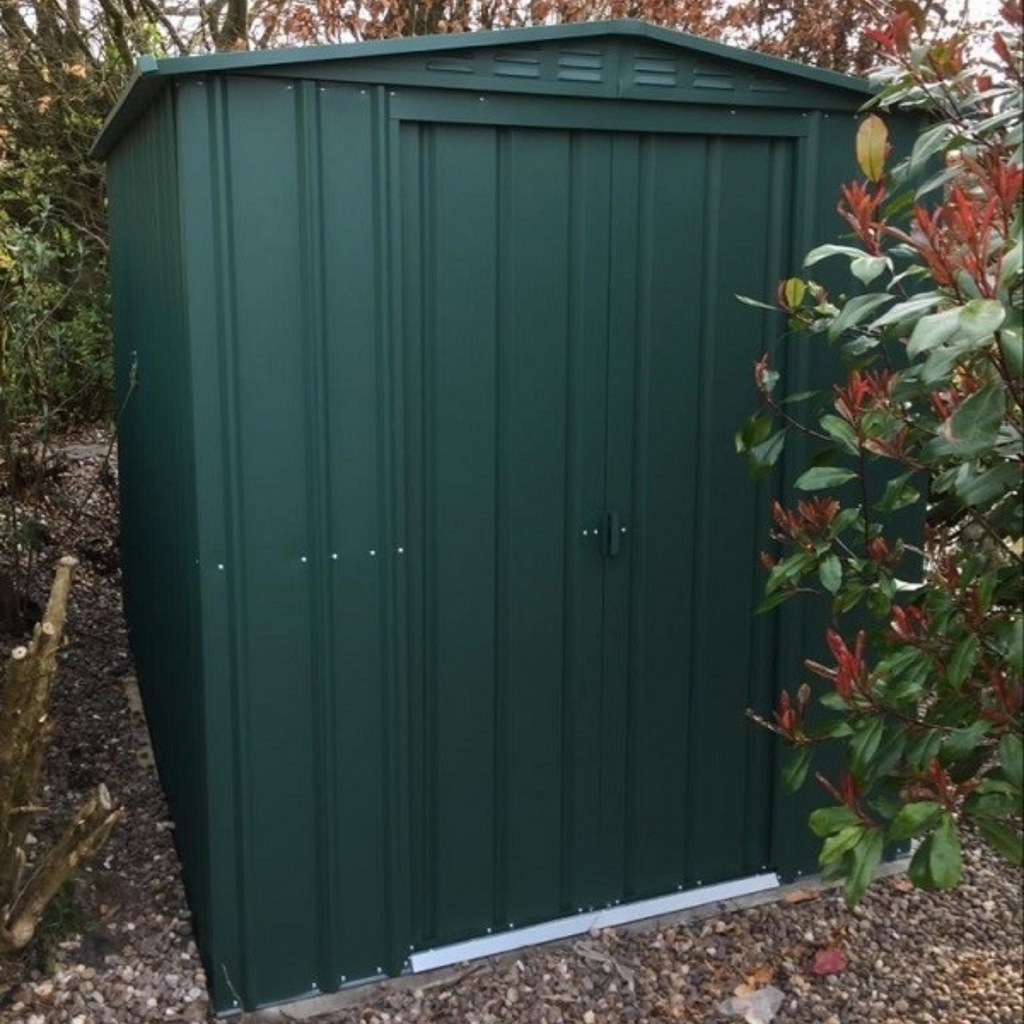 Premium Globel 6x5ft Green Apex Metal Garden Shed - anydaydirect