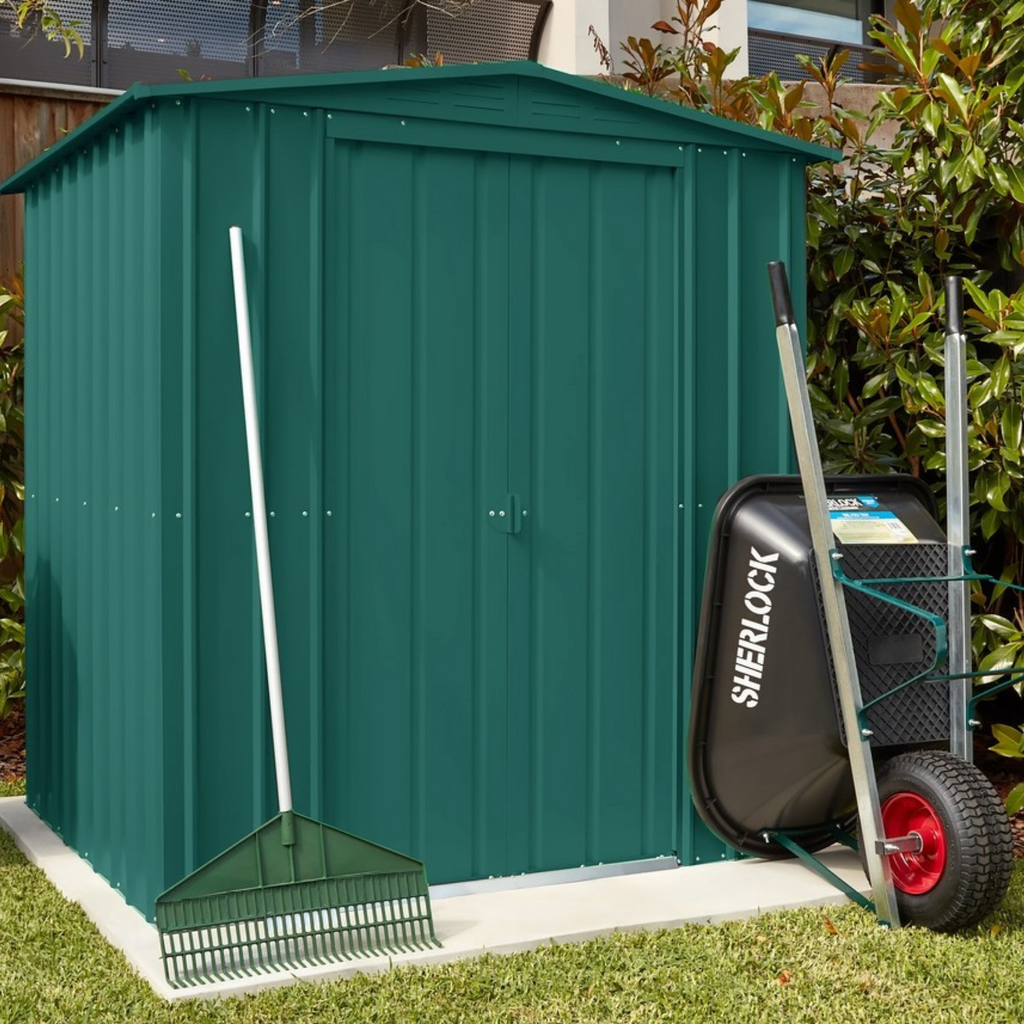 Premium Globel 6x5ft Green Apex Metal Garden Shed - anydaydirect