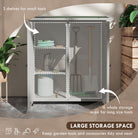 Outsunny Wooden Garden Shed Storage Shed Fir Tool Cabinet with Shelves Double Door Light Grey - anydaydirect